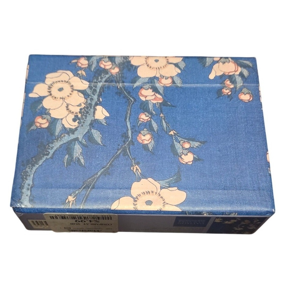Galison Hokusai Weeping Cherry Woodblock Print Keepsake Box Blue Floral Small - Picture 4 of 6
